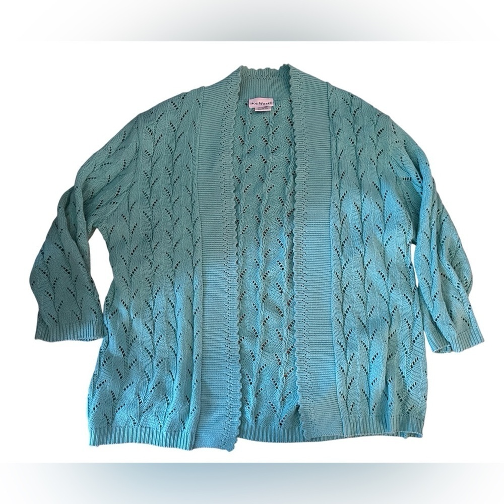 Bon Worth Turquoise Knit Cardigan